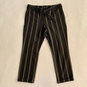 LOFT Black Striped Trousers with Belt